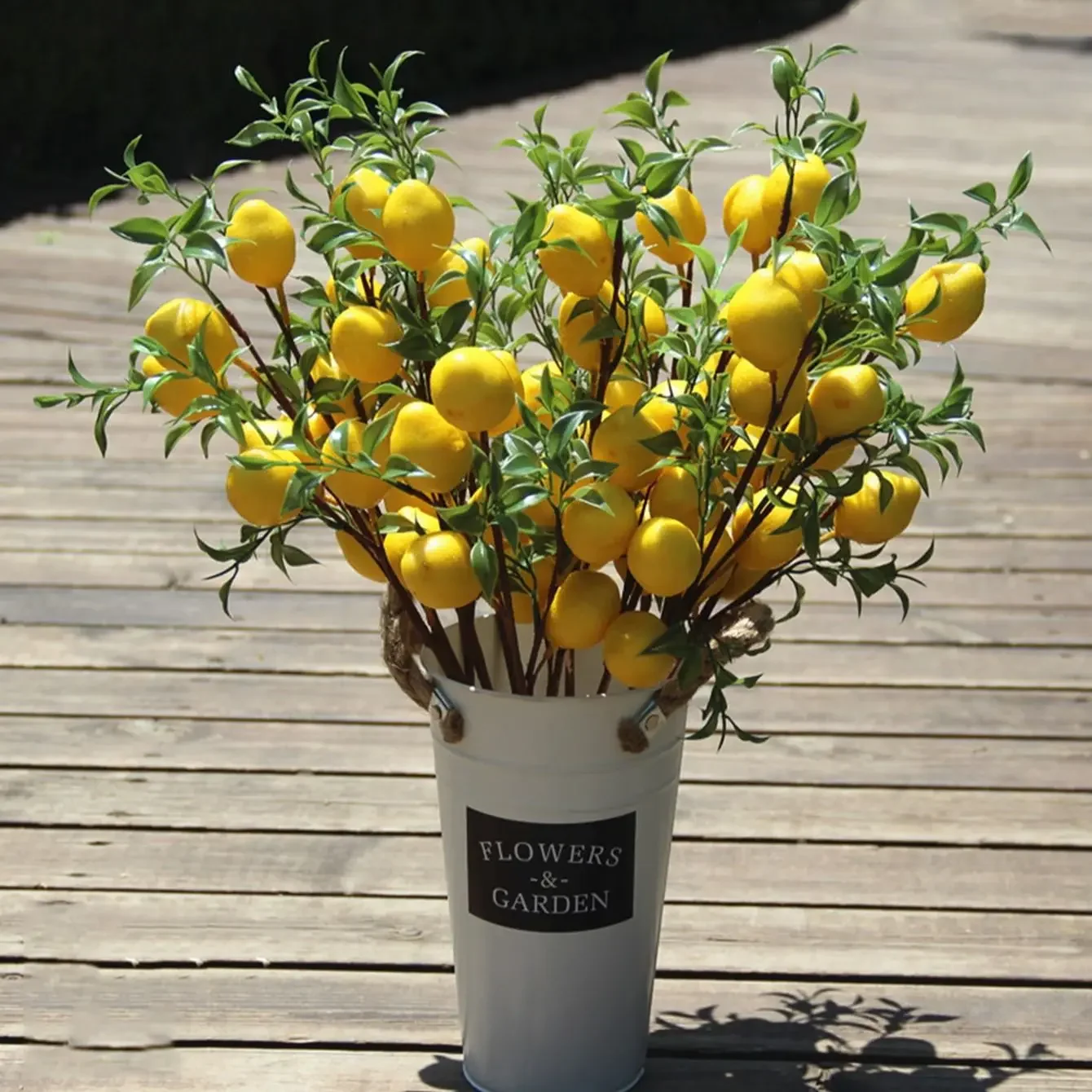 Zitronenzweige mit Fruchtsimulation, grüne Pflanzen, frische Heimdekoration, Foto-Requisiten, Kunststoff-Obst-Blumenarrangement, gefälschte Blume