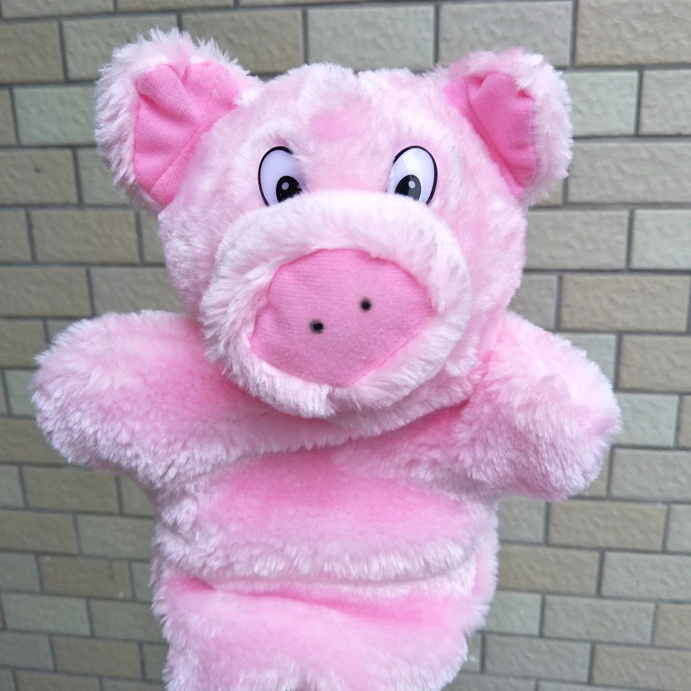 roze varken handpop kinderen baby knuffel