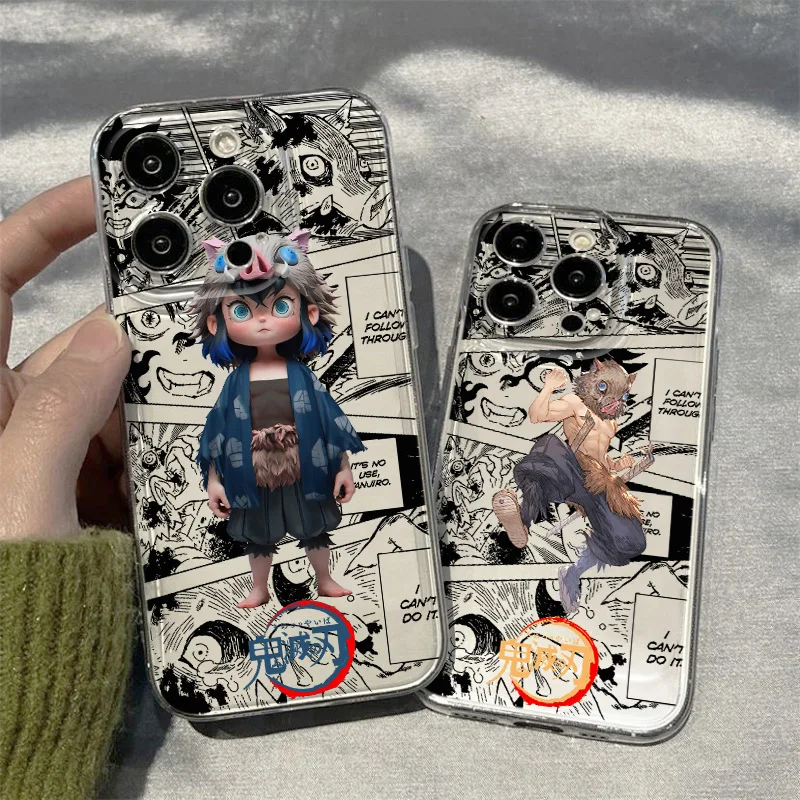 Demon Slayer Hashibira Inosuke For Realme10 9 C30 53 63 Narzo50 Find X5 Reno12 11 10 8 7 6 Pro Plus Transparent Space Phone Case