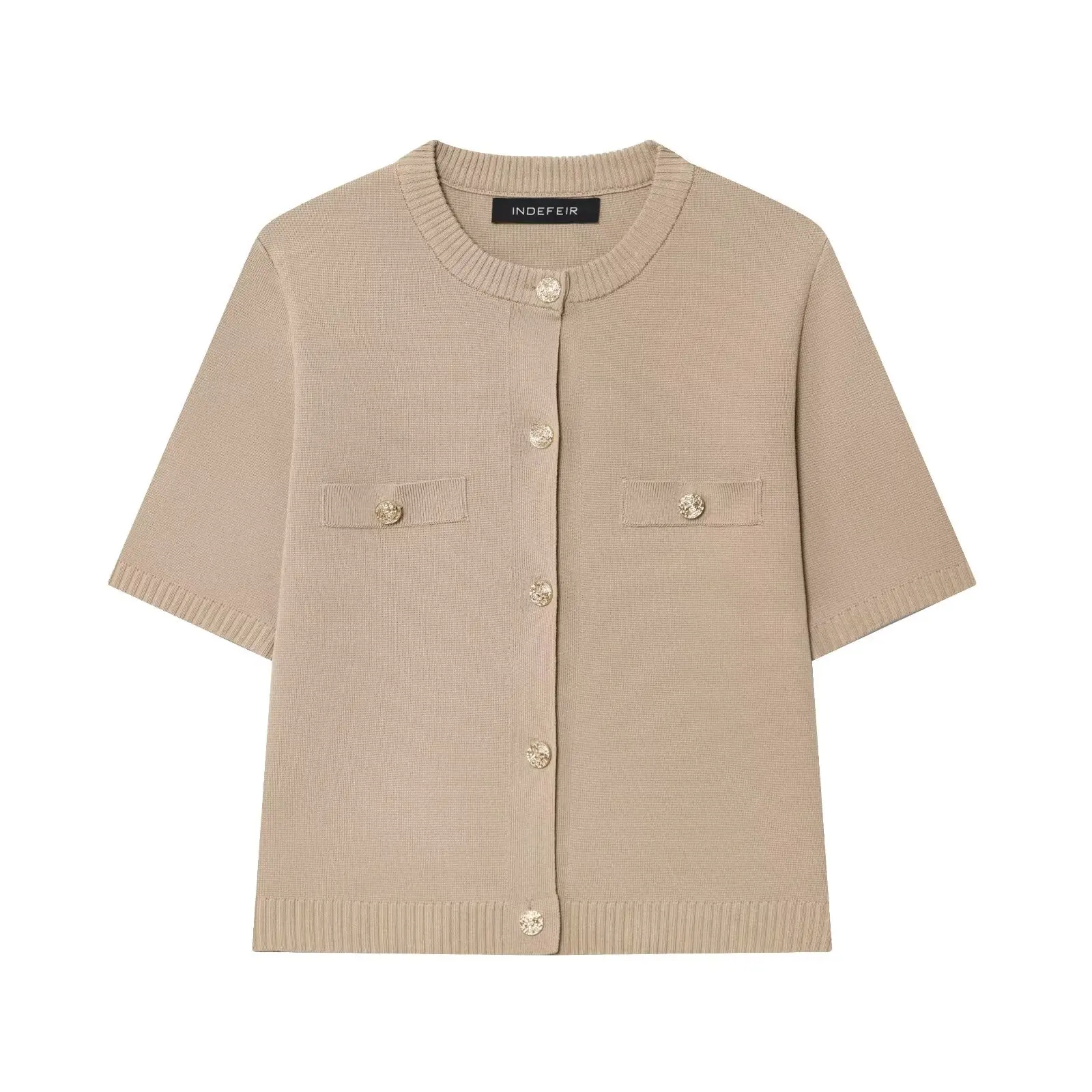 

ZBZR Spring New Women's Faion ort Sve Knitted Jaet Simple Sli Versatile Polyester Fiber Straight Cut Commute Sle