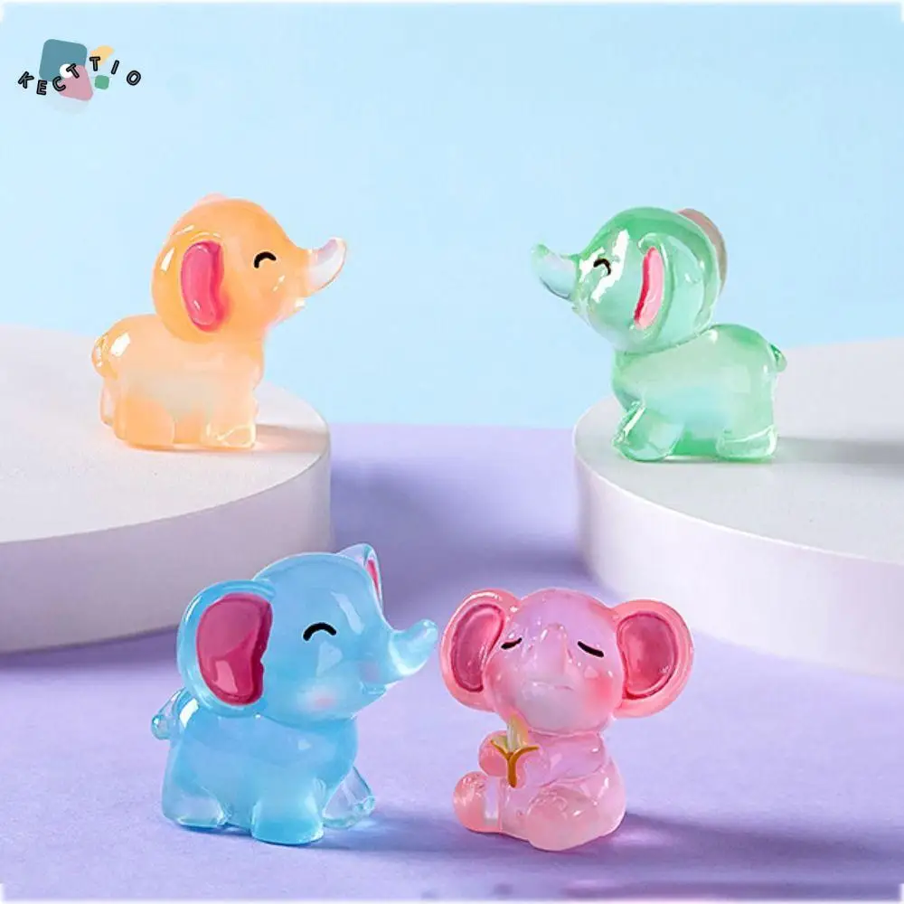 

Creative Handicraft Luminous Mini Elephants Cute 3D Elephants Resin Ornaments DIY Elephants Micro Landscape Garden