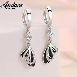 925 Sterling Silver Earrings Designed Bow Zircon Long Earrings Engagement Jewelry Gift For Women Charm