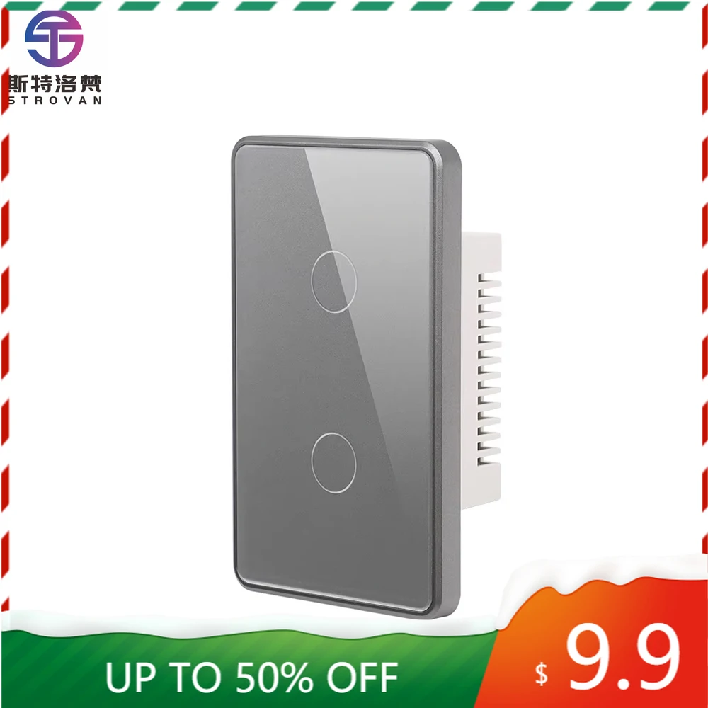 STLF Tuya Us Wifi Smart Light Switch Glass Screen No Null Wire Touch Panel Voice Control Wireless Remote Wall Switches