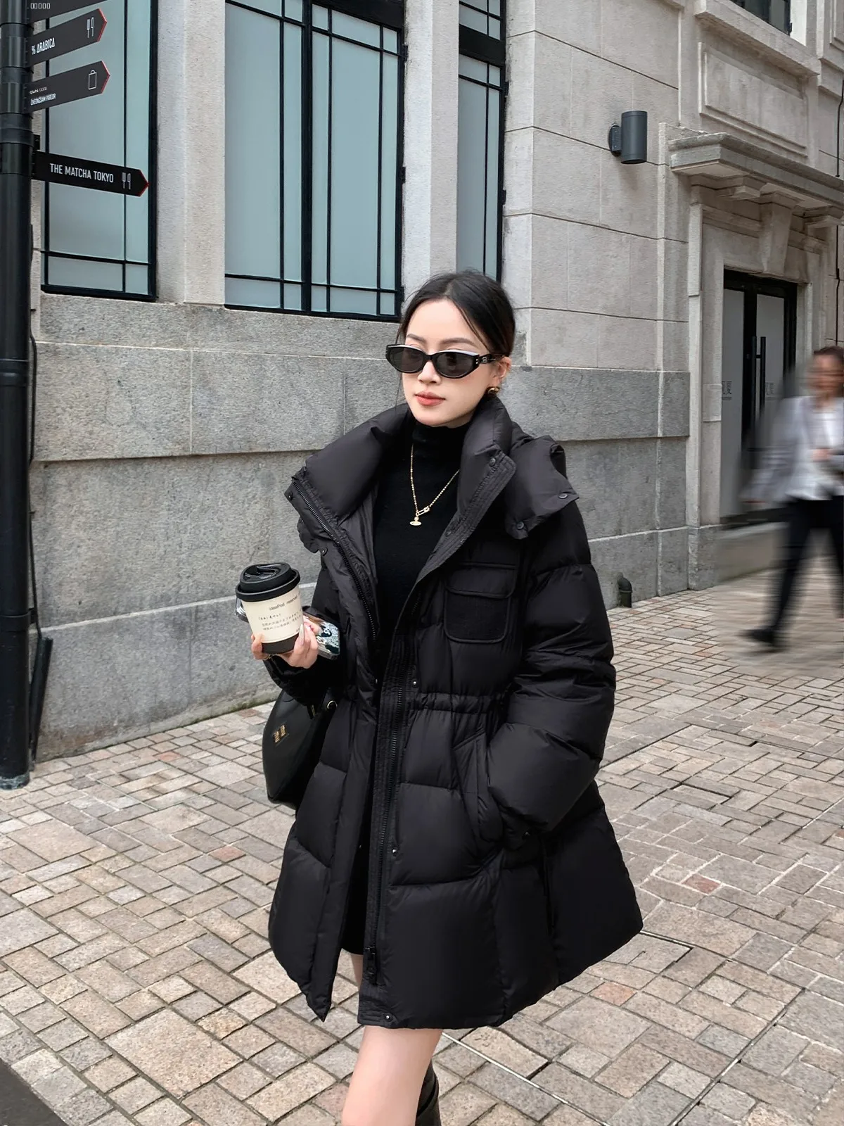 

Binguo 90 White Du down ort Bla Women's Jaet 2025 Winter New Sle Versatile Outerwear Commute Sle Zipper Closure