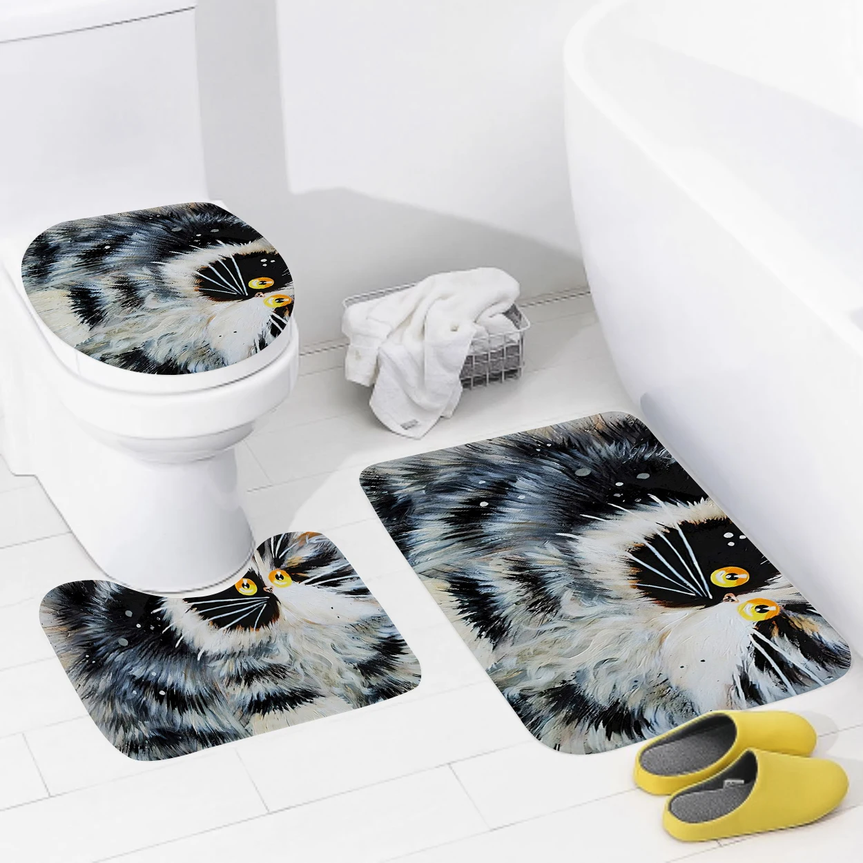 home bathroom floor mats Oil painting style Bath Foot mat modern bathroom accessories rug Toilet mat Bathtub anti-slip carpet