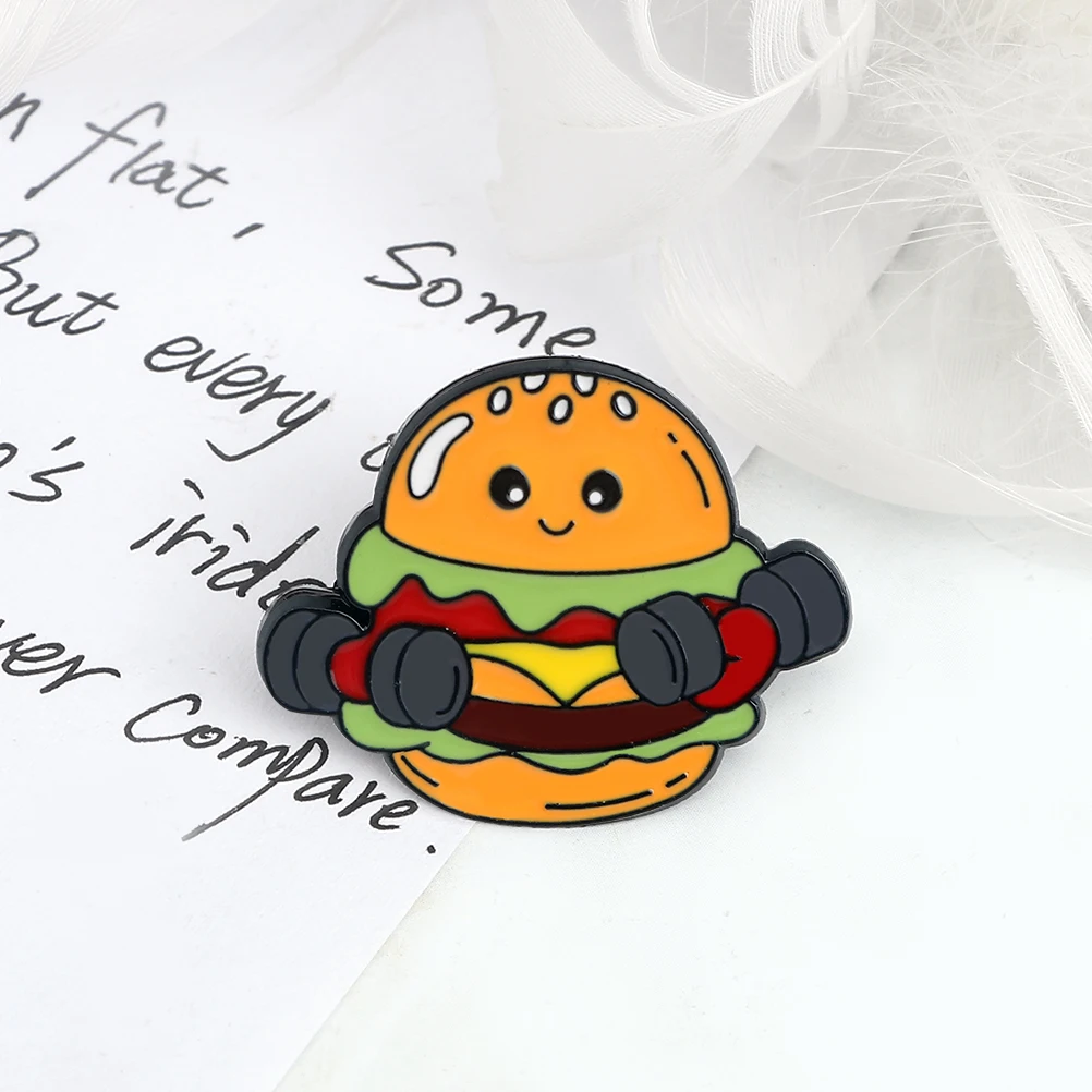 Cartoon Food Brooches Cute Bodybuilding Hamburger Pizza Badge Enamel Lapel Pins Ice Cream Jewelrys Creative Accessory Gifts Kids