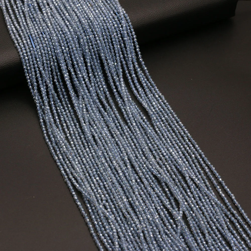 Natural Stone Beads Small Round  Light Blue Faceted Exquisite Beaded For Jewelry Making DIY Bracelet Necklace Accessories