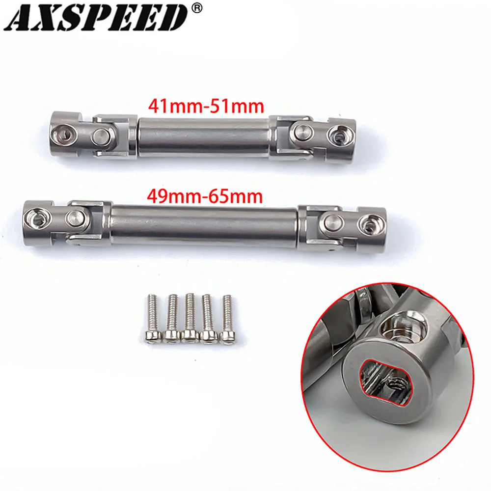 AXSPEED Stainless Steel Center Drive Shaft 41-51mm 49-65mm for 1/18 RedCat Ascent RC Rock Crawler Car Upgraded Parts