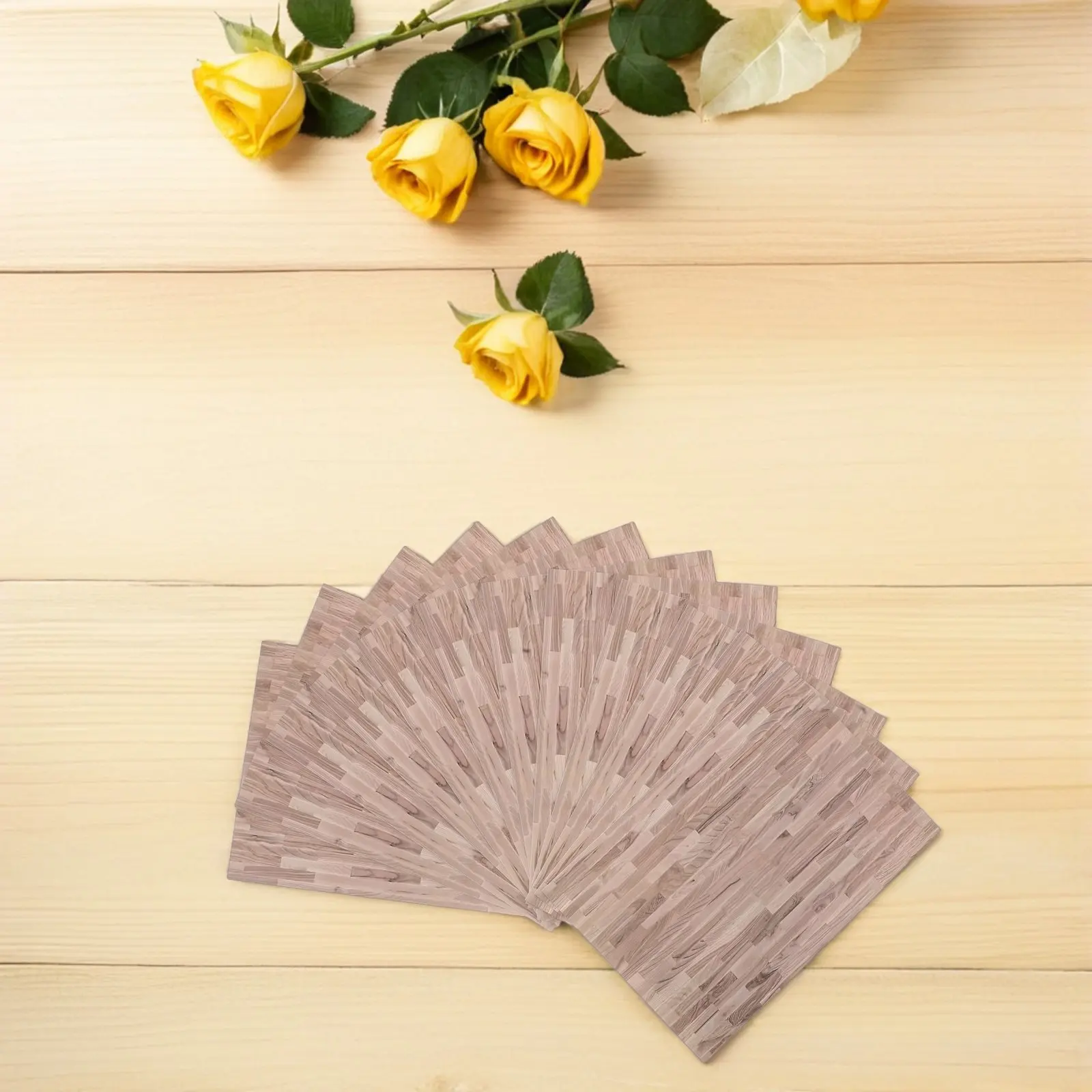 

12Pcs Mini House Floor Stickers Realistic Wood Grain 1:12 Scale Peel Stick Self Adhesive Dollhouse Flooring Sheets