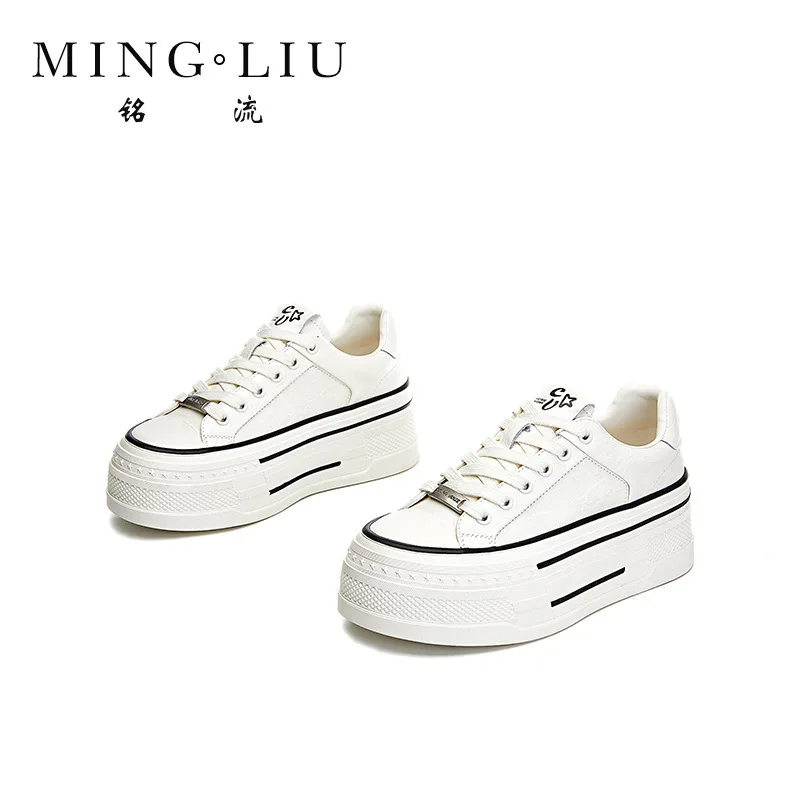 

Genuine Leather White Women Spring New 2025 Fashionthick Soled Height Increasing Board For Women Casual Versatile Sports Shoes