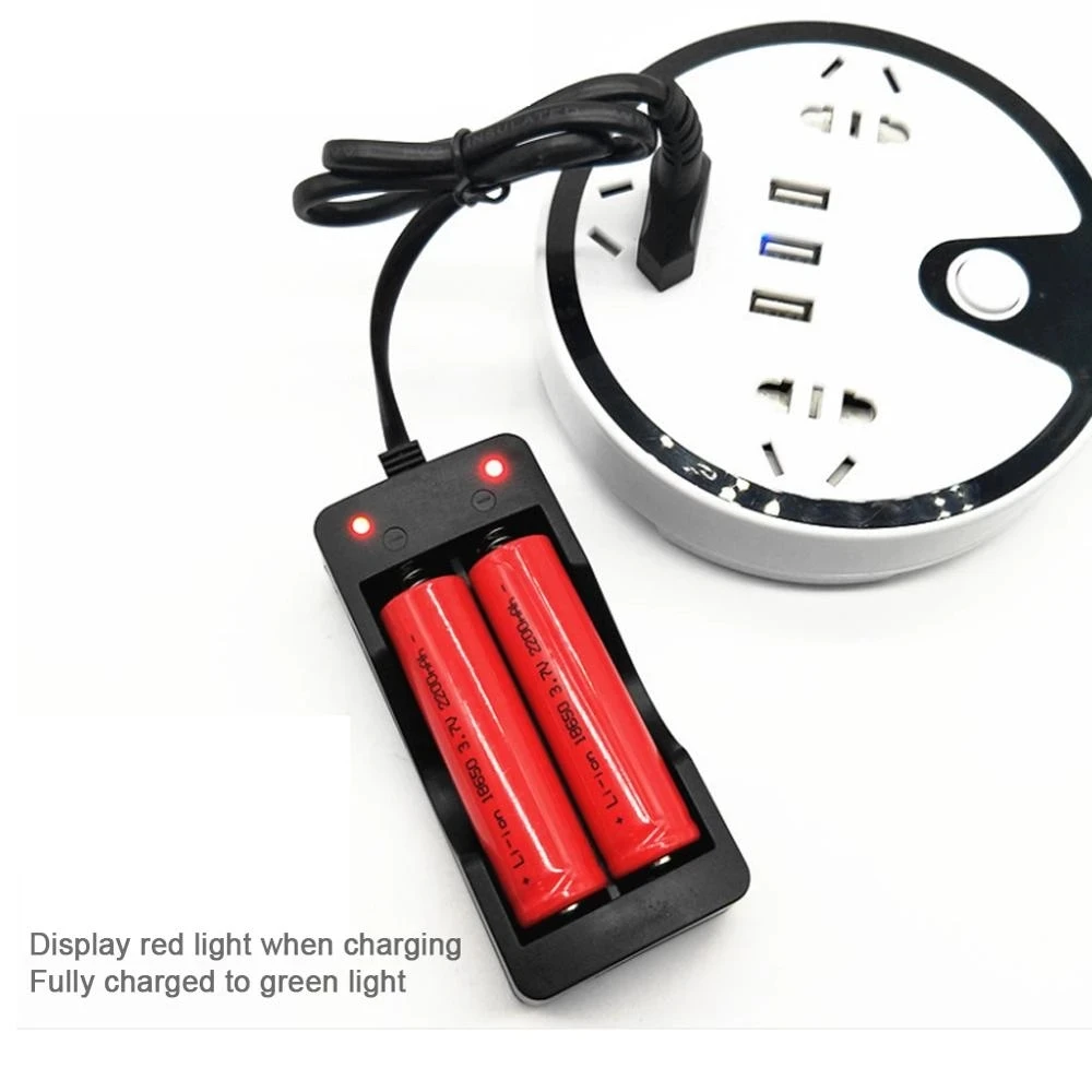 18650 Battery Charger 2 Slots USB Independent Charging for 14500 16340 26650 Charging 4.2V Rechargeable Lithium Battery Charger