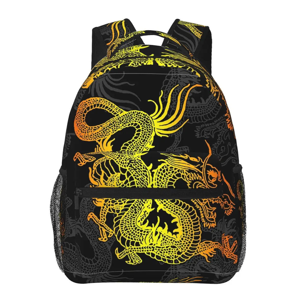 Mochila Dragão Chinês Dourado para Meninos e Meninas, Mochilas escolares para Estudantes, Mochila de Viagem dos Desenhos Animados, Bolsa de Ombro