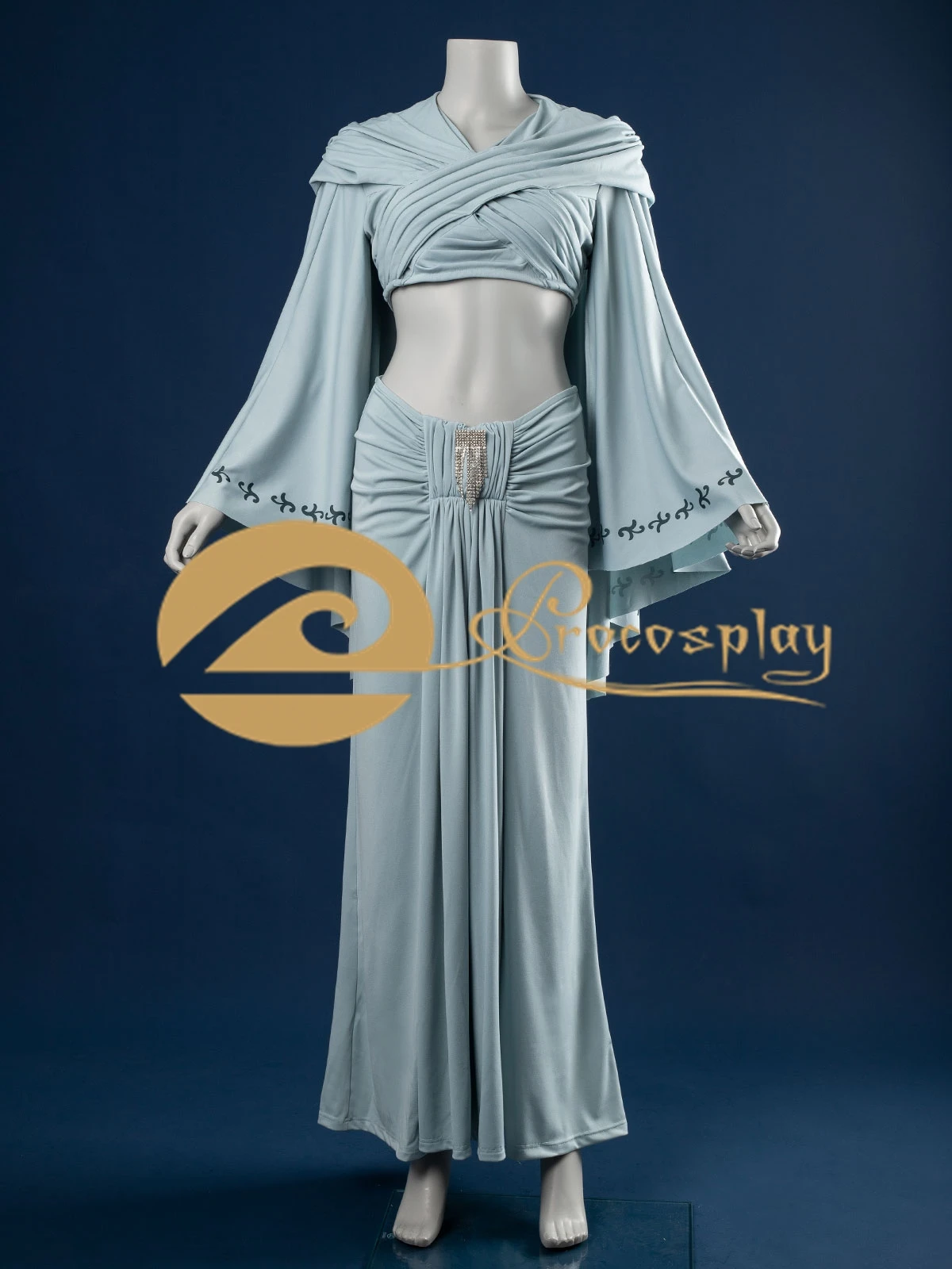 

In Stock Padme Cosplay Amidala Costume Women Light Blue Outfit for Halloween Party Role Play