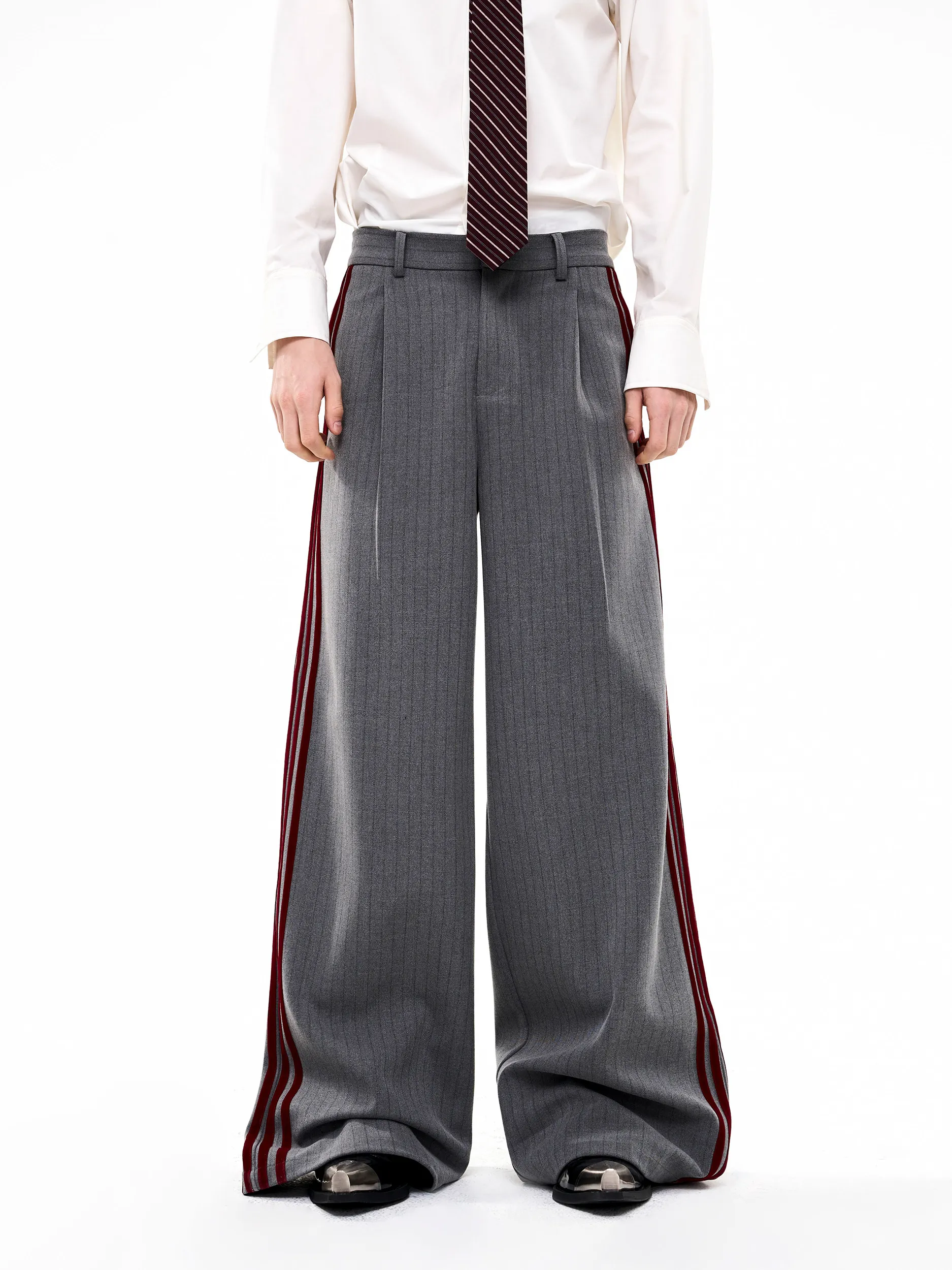 

Start Exceed End Original High-End Men's Casual Pants Vertical Stripes Loose Wide Leg Four Stripe Autumn Winter Faion