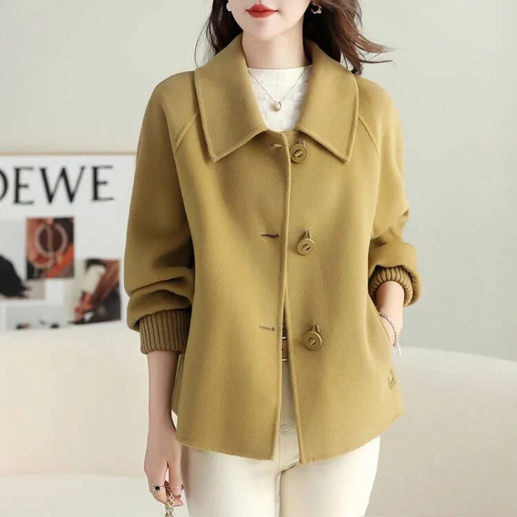 

Double-Sided Velvet Coat Autumn Winter New Sle ort Casual Korean High-End Double-Sided Tweed Jaet Youthful Ele Oute...