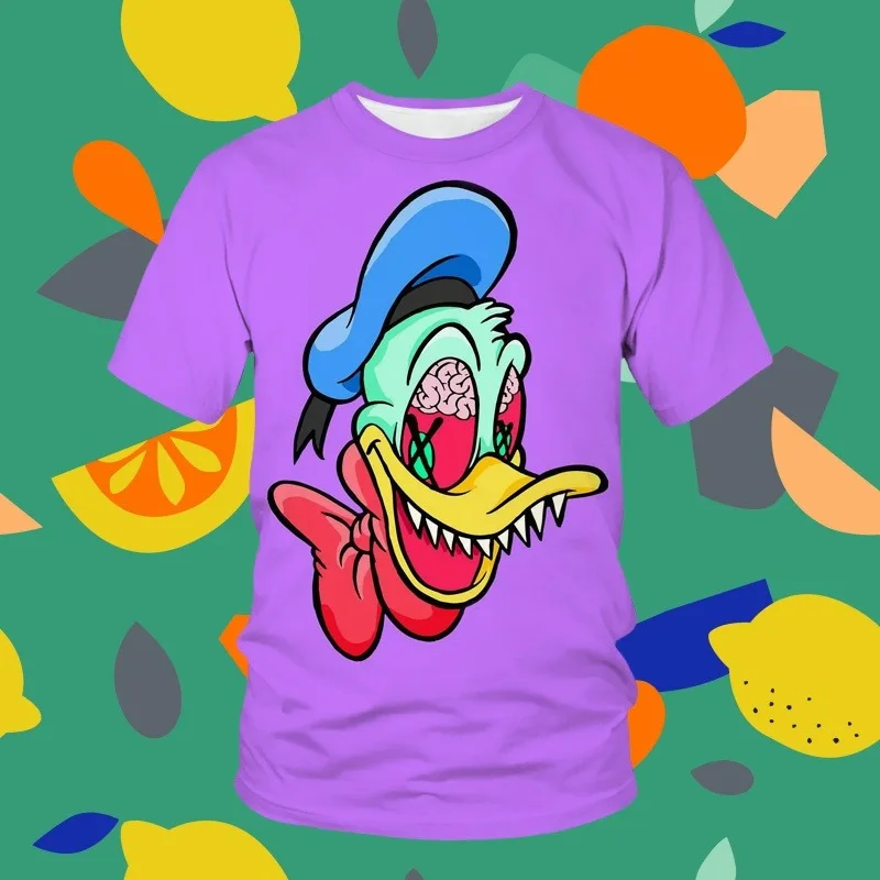 

Футболка MOTO-Disney Donald Duck с короткими рукавами и круглым вырезом, летняя детская футболка с короткими рукавами с 3D принтом