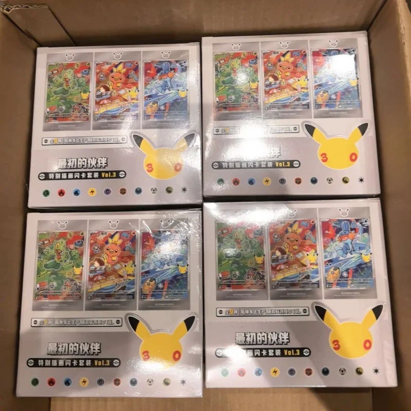 Original PKM 30th Celebration First Partner Special Illustration Flash Card Set Vol.1&Vol.2&Vol.3 Sammelkarten-Spiel