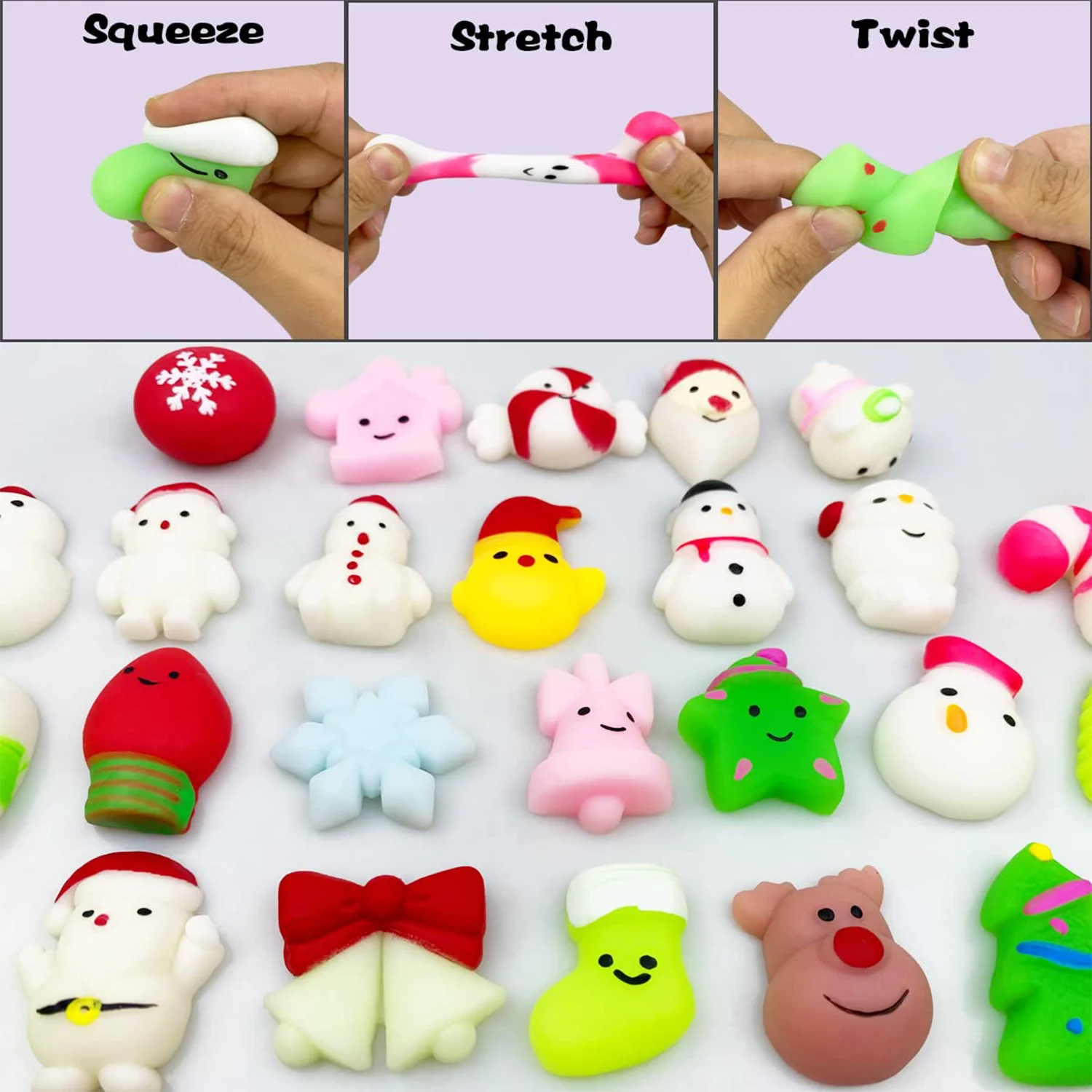 Christmas Mochi Squishy Toys Squishies Toys for Kids Girls Boys Toddlers Christmas Party Favors Stocking Stuffers Gifts