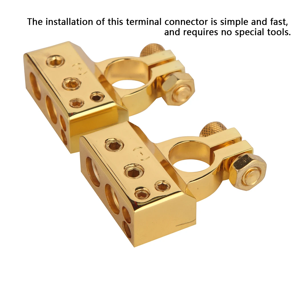 استبدال موصلات طرفية لبطارية السيارة والشاحنة العالمية، قطع غيار السيارات ذات المشبك السلبي سريع الإصدار باللون الذهبي