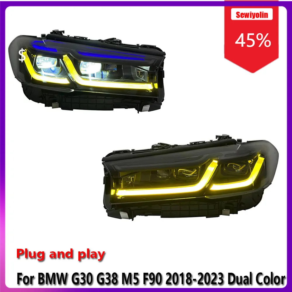 

Car LED Lamp Lamp Headlight Assemblies For BMW G30 G38 M5 F90 2018-2023 Dual Color Fog DRL Brake Turn Signal Lamp Plug And Play