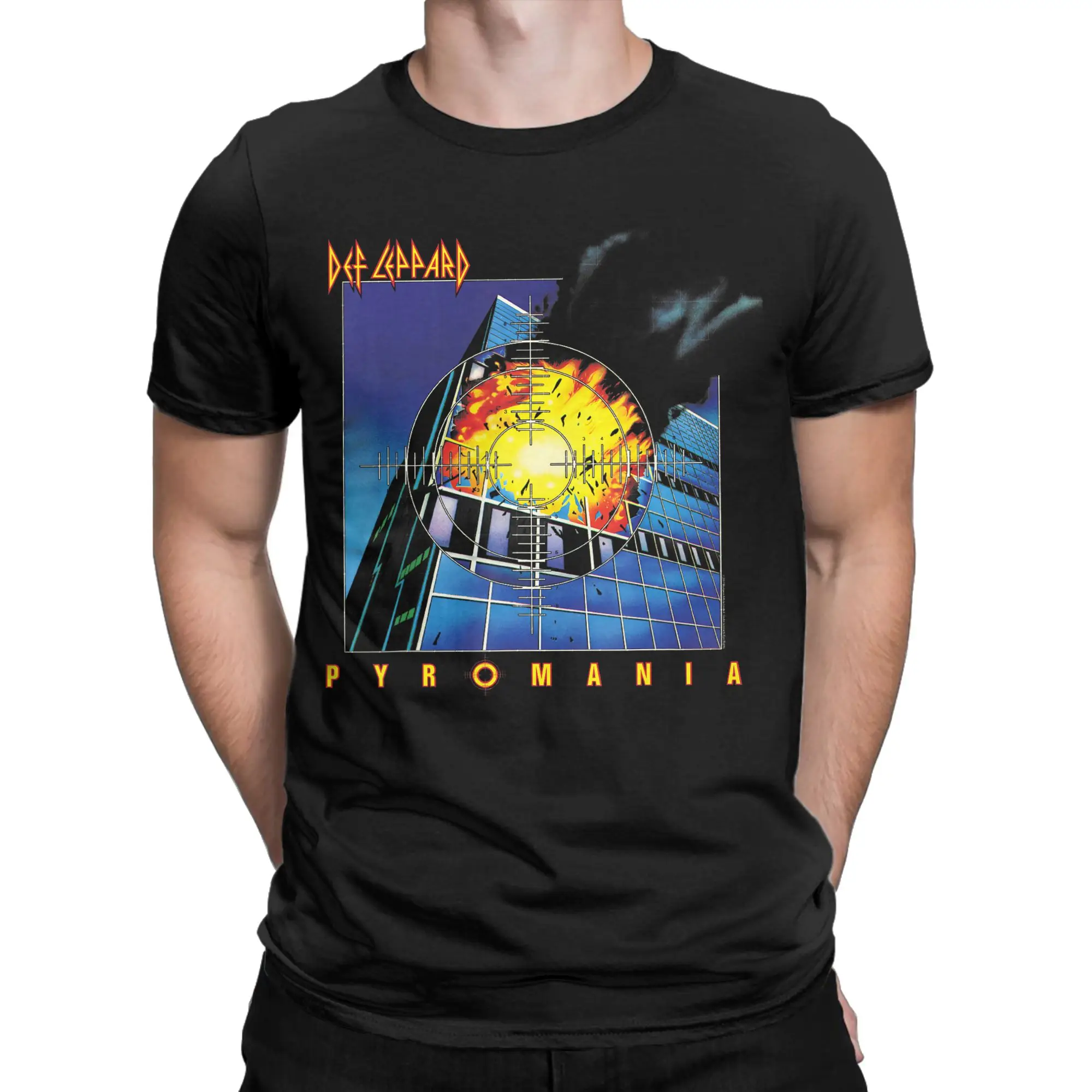 Men's Def Leppard Pyromania T Shirts  Pure Cotton Clothes Fashion Short Sleeve Crewneck Tees Birthday Present T-Shirts