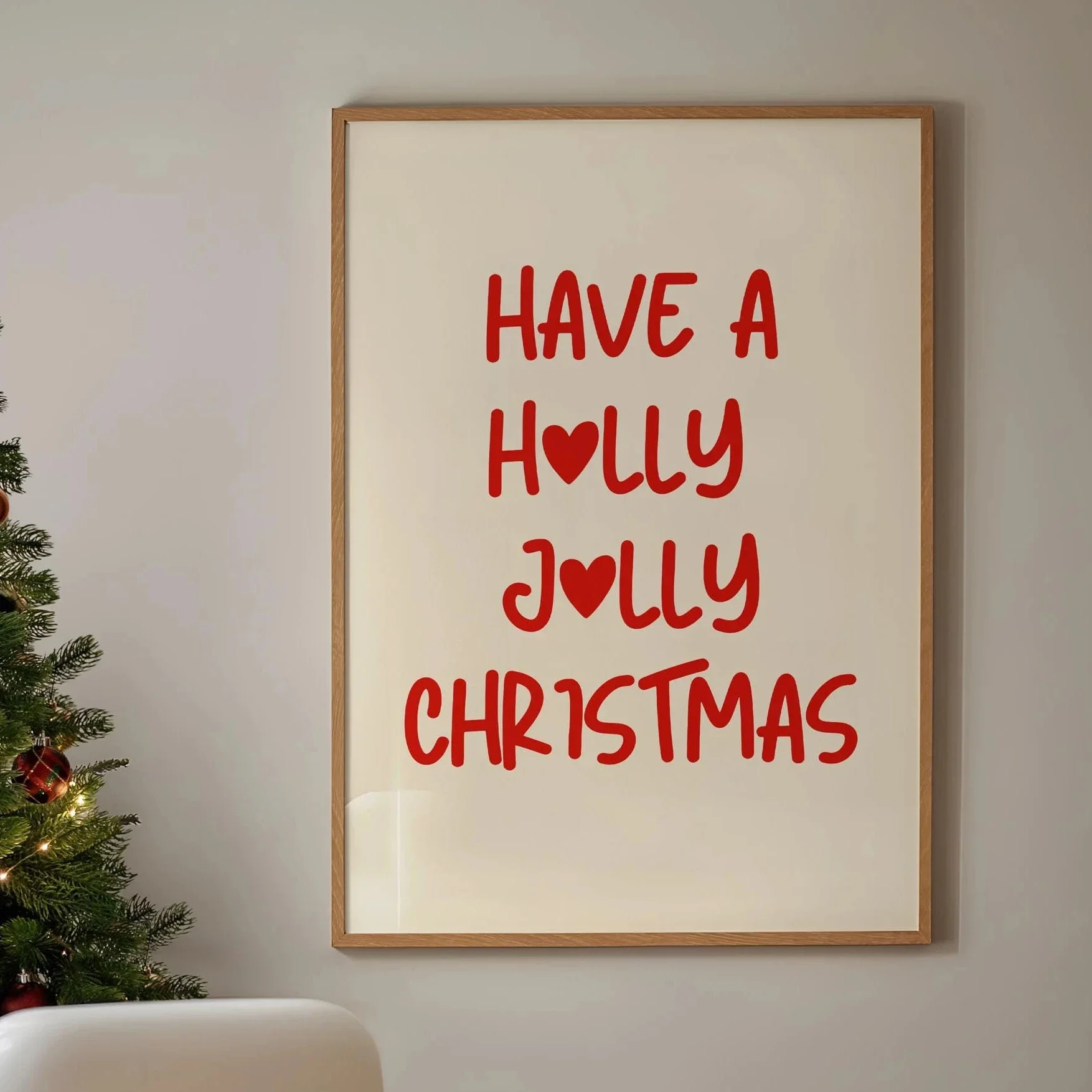 Calcomanía artística de pared con texto en forma de corazón minimalista nórdico, póster impreso de “Feliz Navidad”, decoración del hogar de invierno para dormitorio, 1 unidad