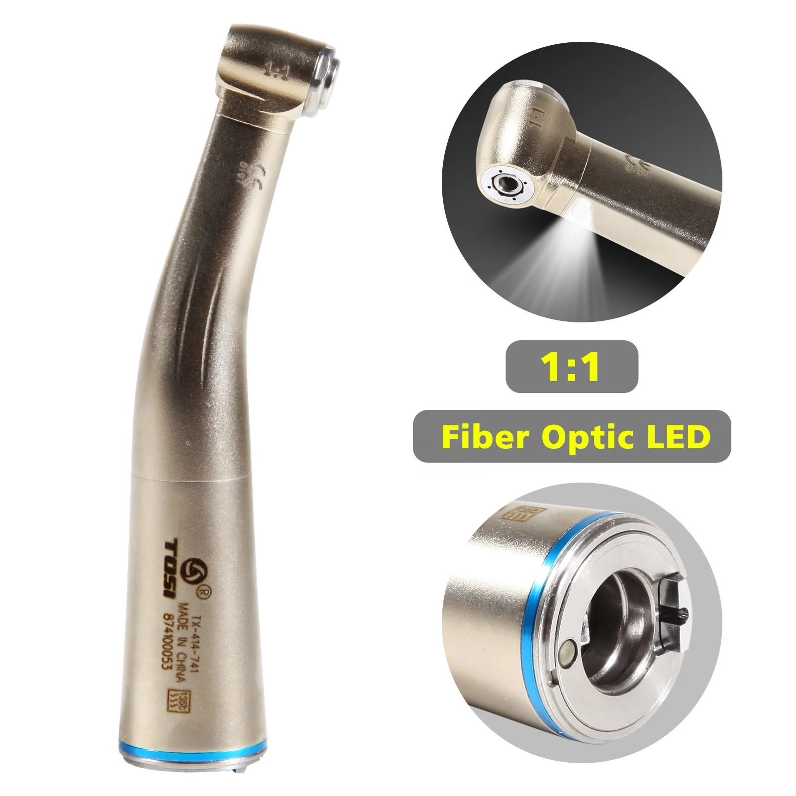 ขายร้อน! Den tal 1:1 ไฟเบอร์ออปติก Contra Angle Handpiece ปุ่มกด Fit NSK E-Type TOSI