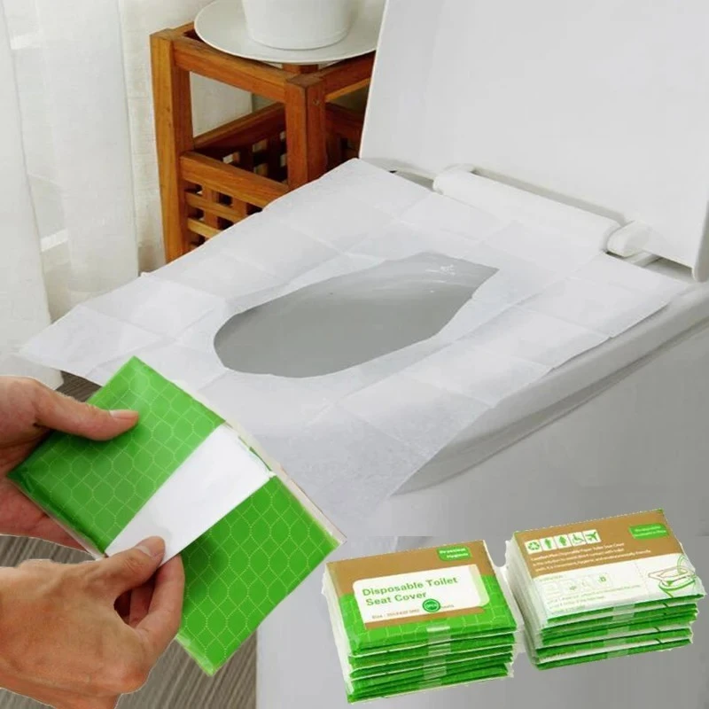 

5 Packs=50Pcs Disposable Paper Toilet Seat Covers Camping Loo wc Bacteria-proof cover For Travel/Camping Bathroom ZXH