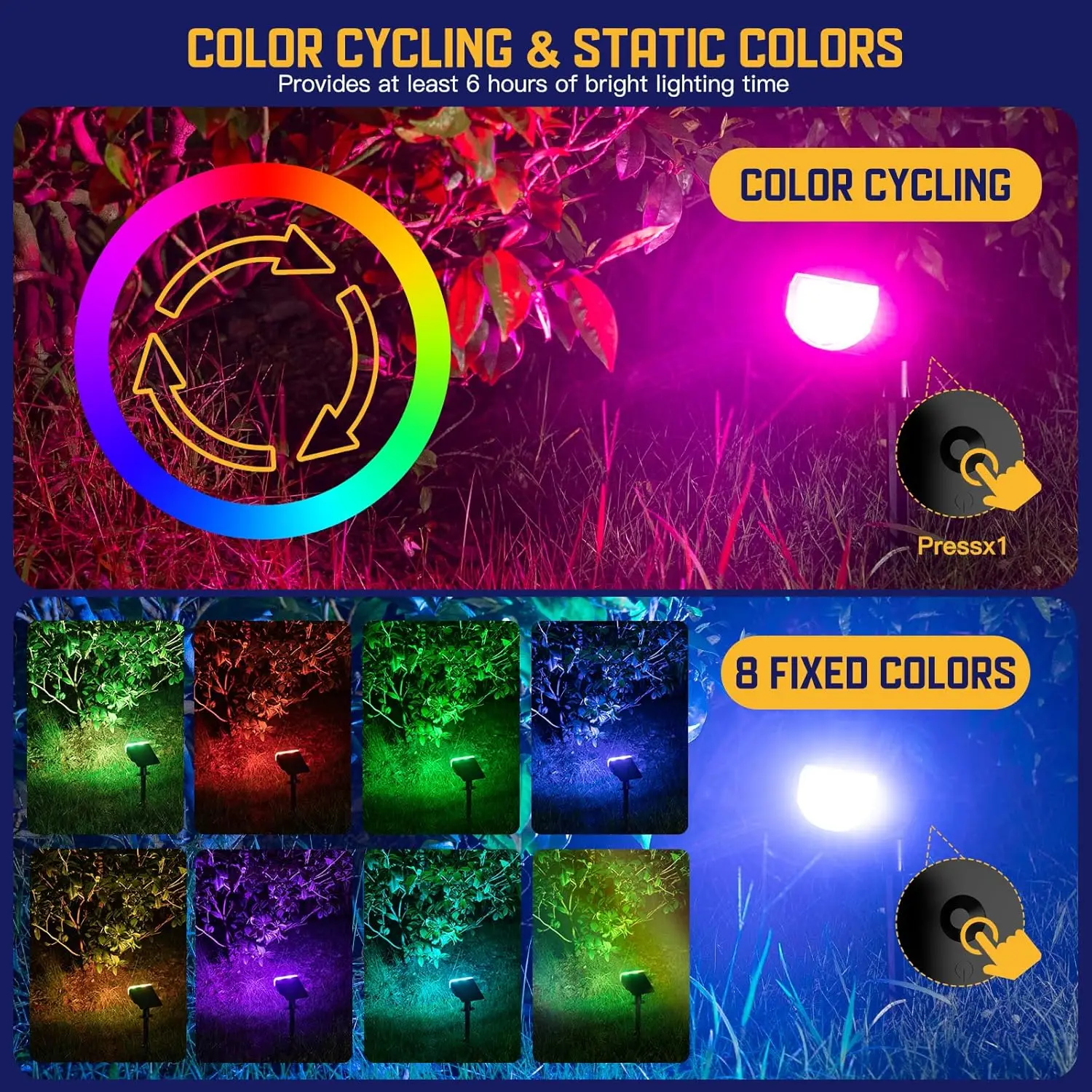 9-Mode Solar Color Changing Outdoor Lights, Waterproof RGBW Spotlight for Garden Pool Tree, 4-Pack