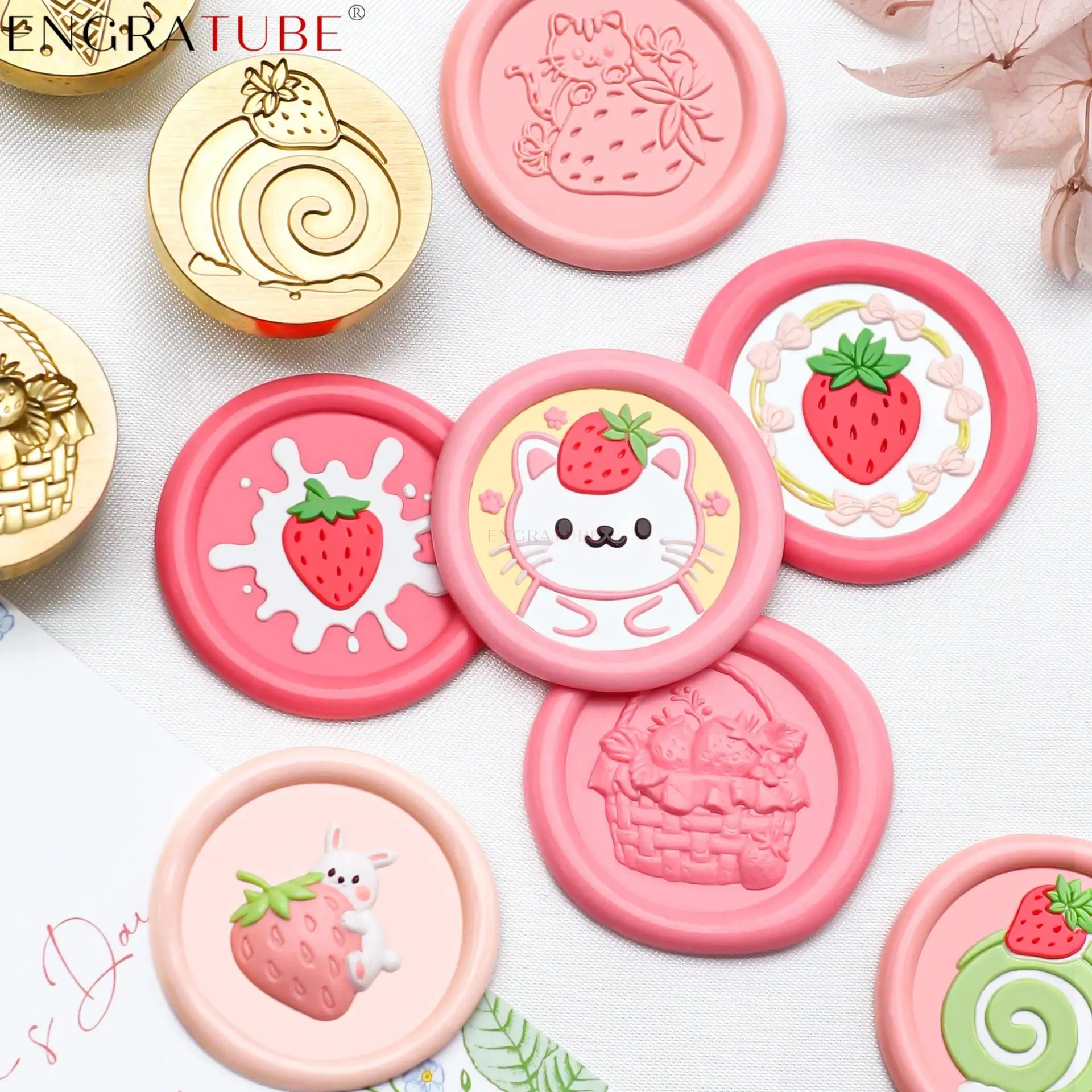 3D Sealing Wax Stamp Multilayer Strawberry Yogurt Garden Wreath Planet Basket For DIY Envelope Wedding Invitation Gift Packaging