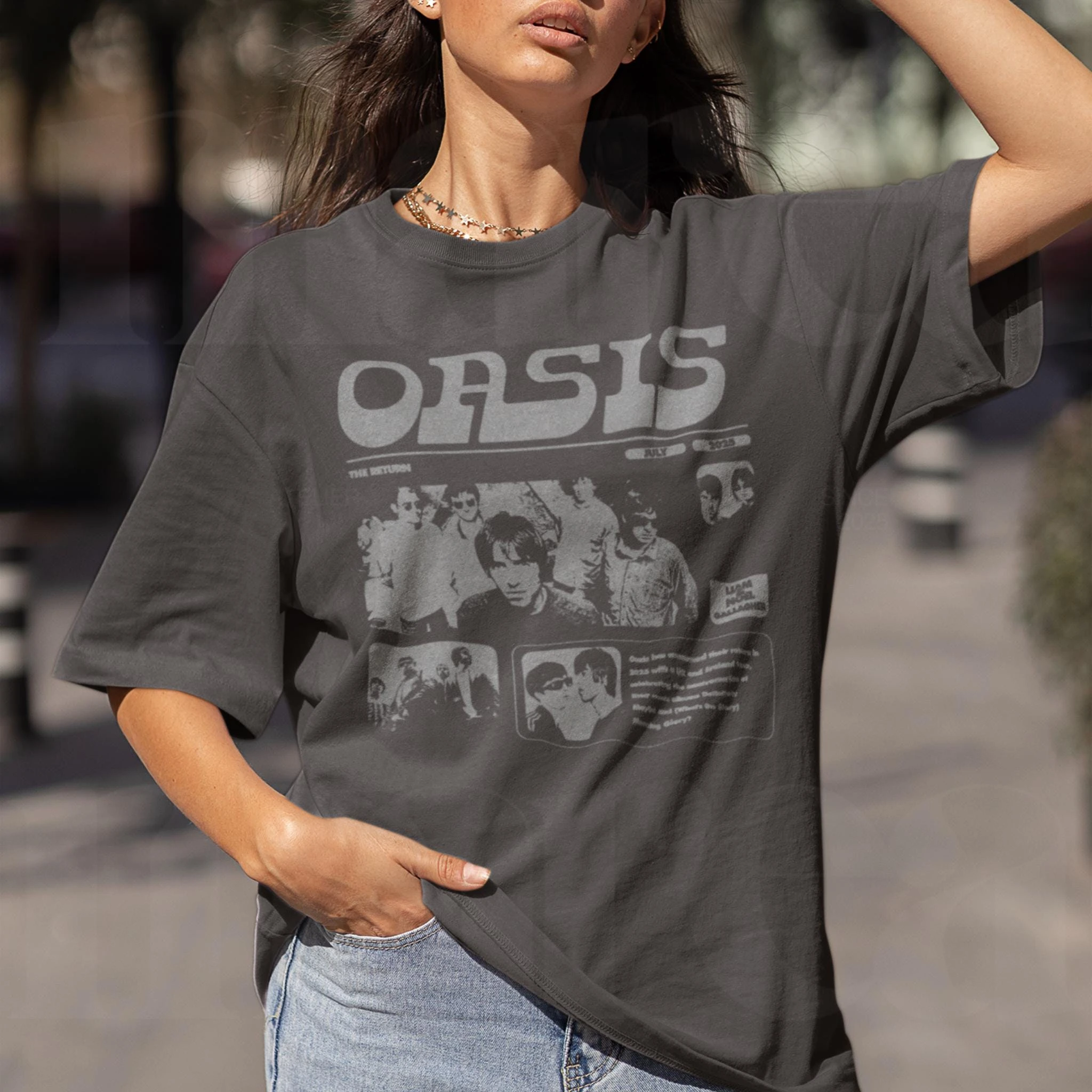 Oasis Unisex T-Shirt, Old-School-Rockband-T-Shirts, Oasis-Band-Geschenk – Detail 4
