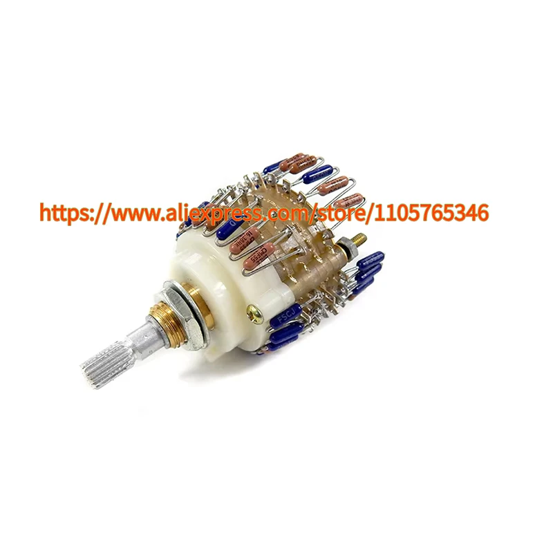 1pcs 2.0CH Volume Potentiometer Switch With Dale Resistor vu meters Audio Amplifiers Control Attenuator tube amplifier ALPS