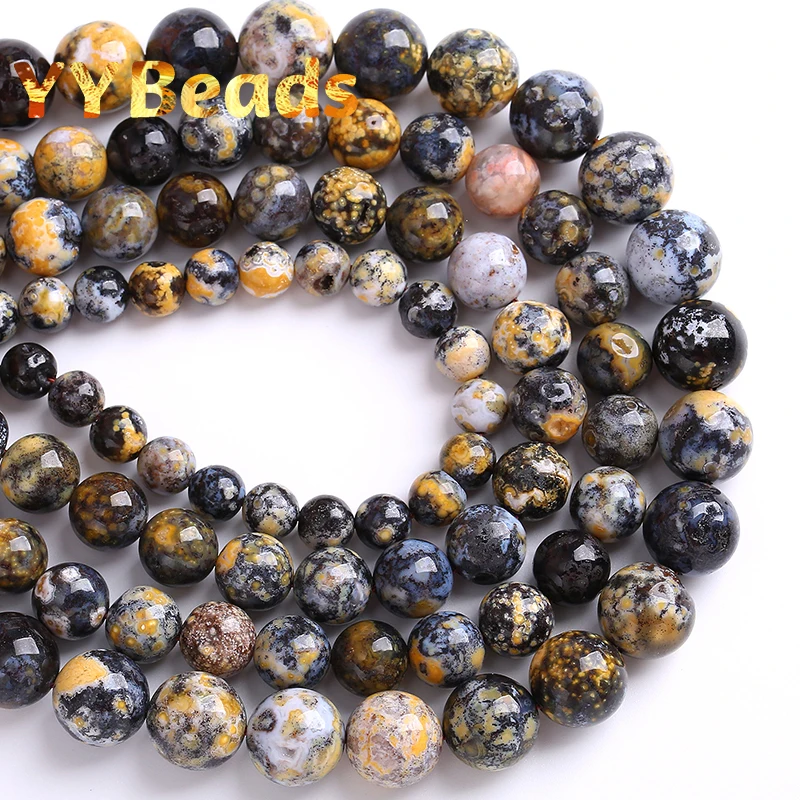 

Natural Blue Ocean Agate Stone Beads For Jewelry Making Round Loose Beads DIY Bracelets Necklaces Energy Healing Beads 15"strand