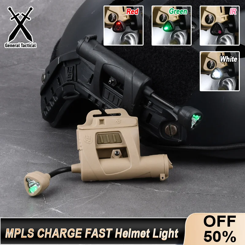 

WADSN Tactical MPLS CHARGE FAST Helmet Light 4 Modes Red Green White IR LED Hunting Signal Lamp Military Outdoor Headlight