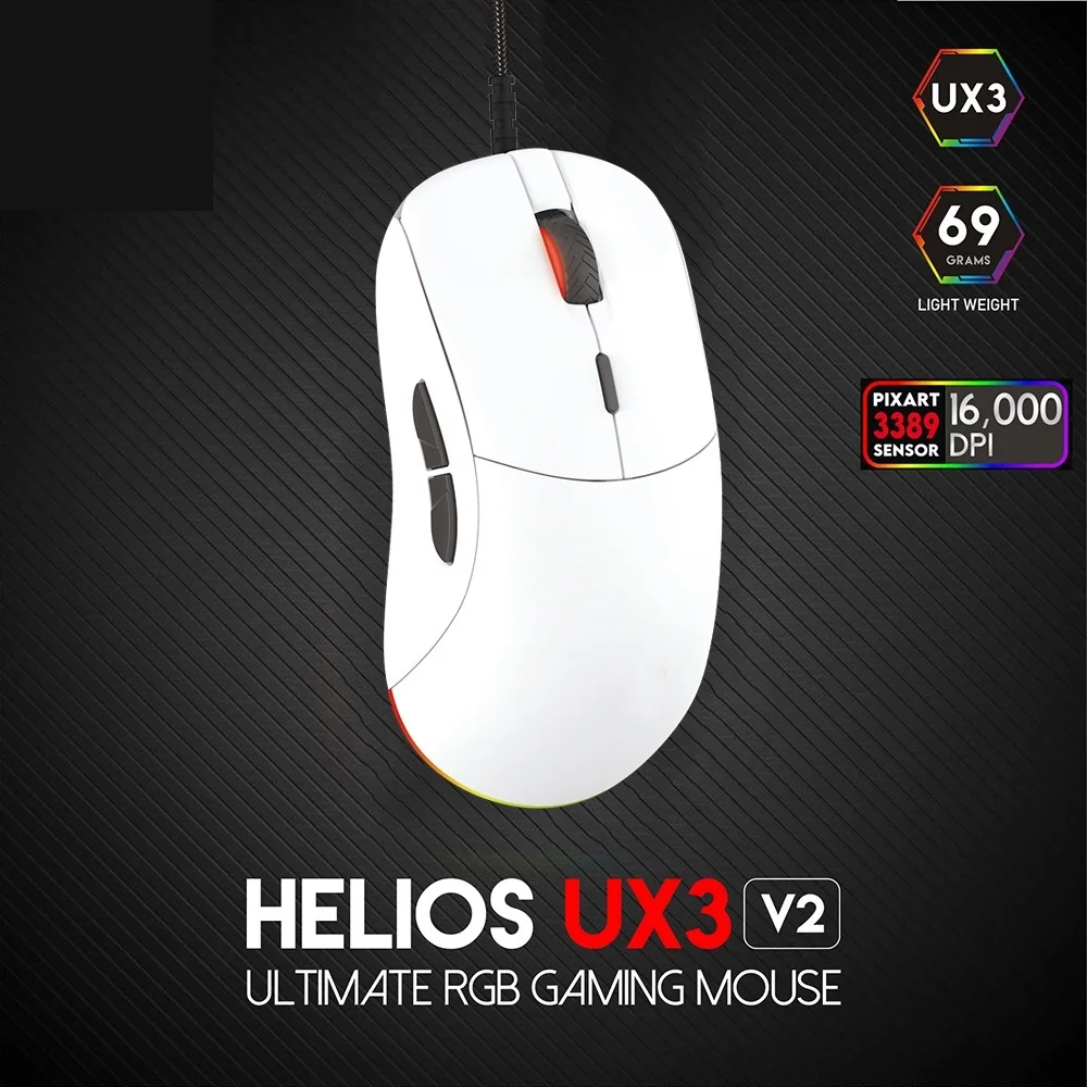 Go! UX3-V2 Profession Gaming Mouse PIXART 3389 16000DPI 1000Hz 400ips RGB Wired Mouse Mice For Laptop PC LOL FPS Gamer