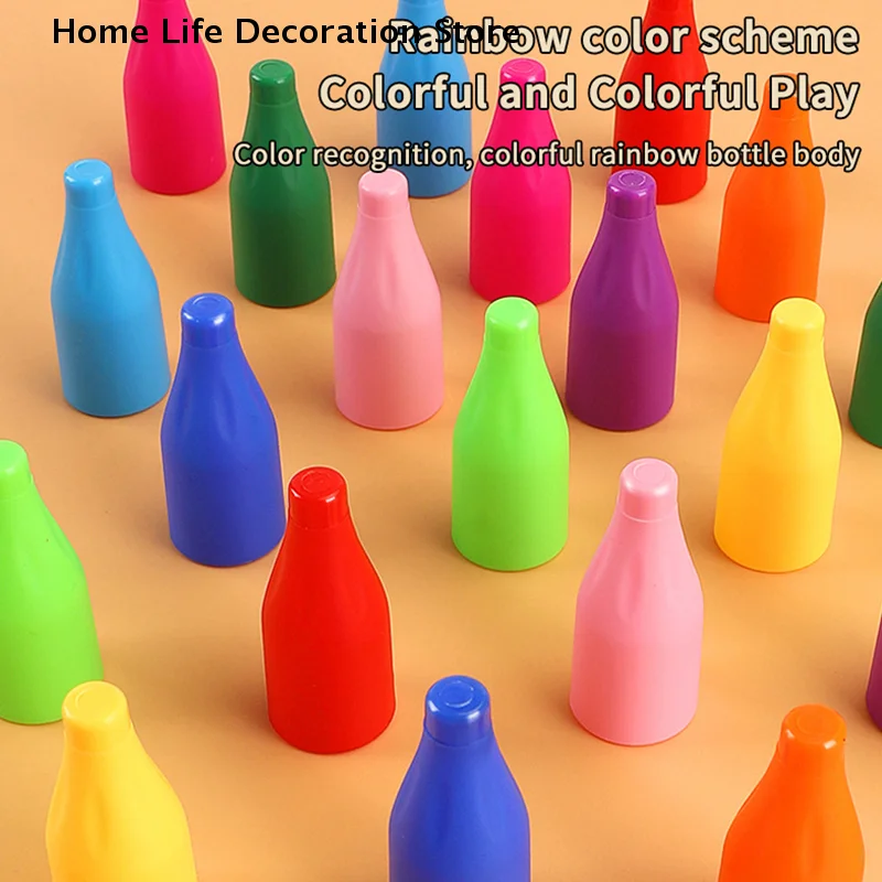 Children's Fun Beverages Color Match Toys 10/20bottles + Base, Early Childhood Guessing Game Memory Training Interactive Puzzle