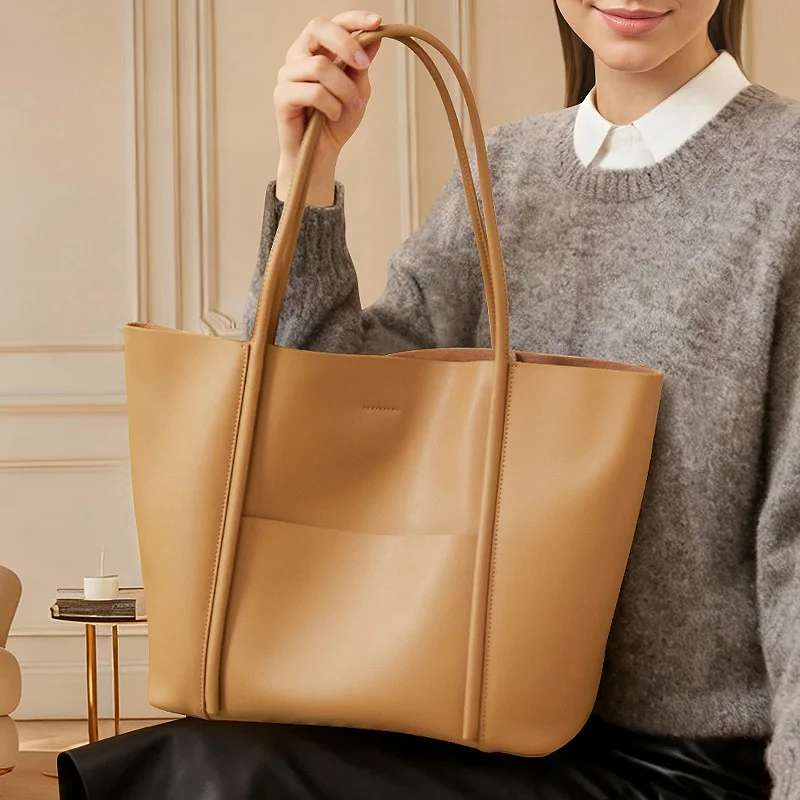 

New Genuine Leather Women's Bag Cowhide Commuting Shoulder Large Capacity Handbag Tote Bag