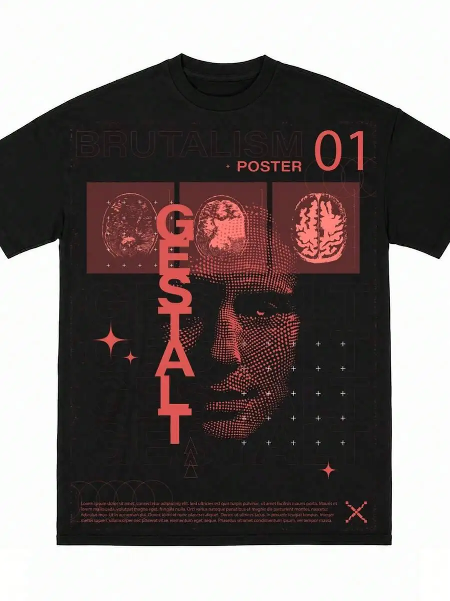 Men's Panacea Cyberpunk Skull Graphic Print Tee, Black Short Sleeve Crew Neck T-Shirt 100% Cotton Trendy Y2K Short-Sleeve
