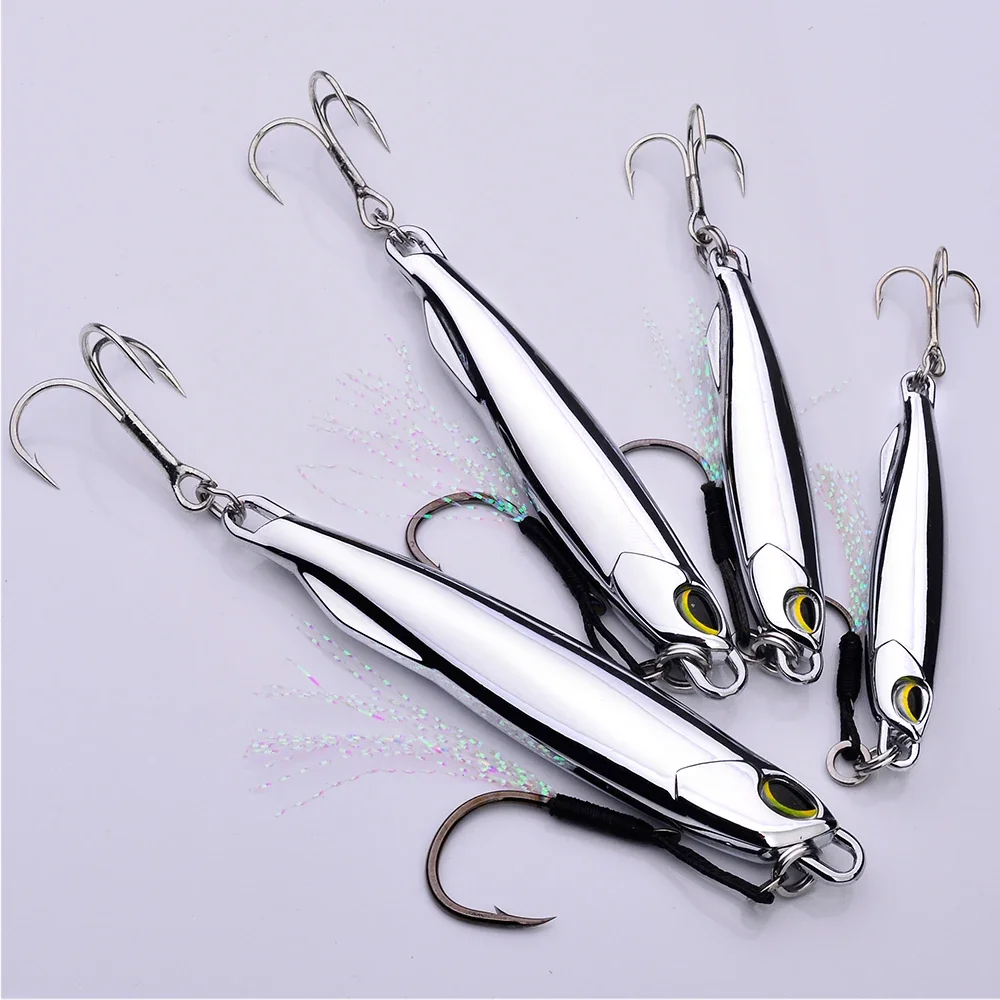

1pc Electroplated Spoon Metal Jigs Fishing Lures with Hooks -10g-80g Ideal for Catching Mackerel, Bass and More Lily pipes