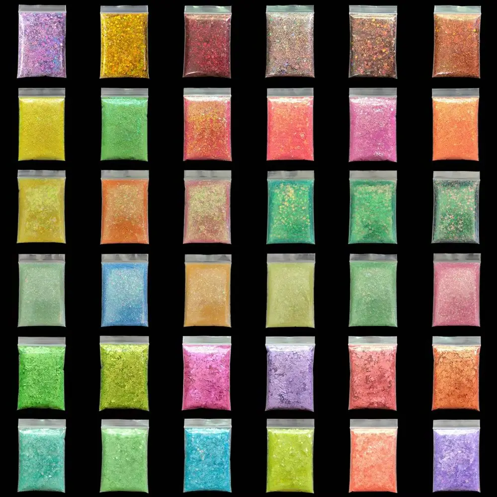 500g 네일 아트 글리터 믹스 육각 플레이크 스팽글 레이저 홀로그램 카멜레온 슬라이스 청키 매니큐어 글리터 피그먼트