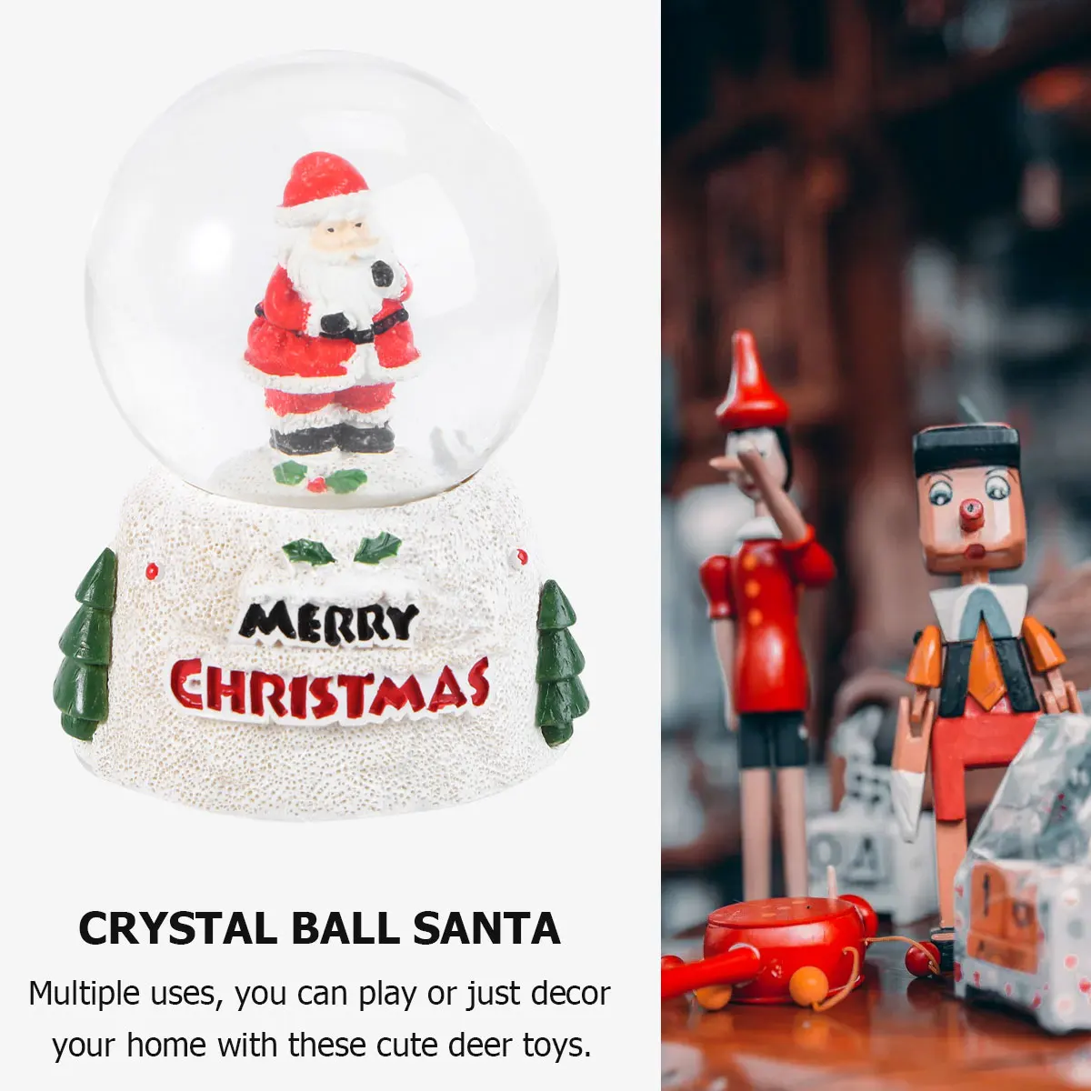 

Santa Claus Ornament Christmas Decor Desktop Small Luminous Joyful Festival New Year Party Supplies Crystal Ball