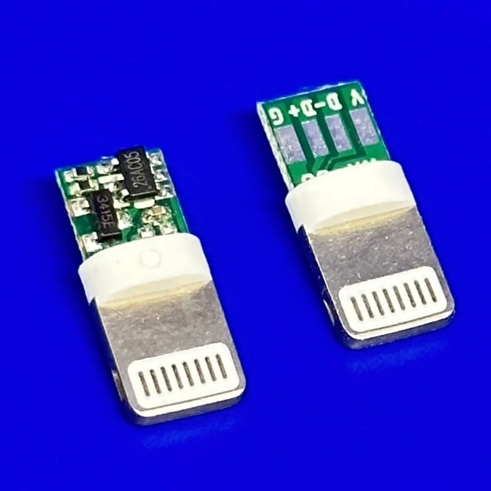 Juego de 10 conectores USB para iphone con conector de placa de chip, soldadura de 2,6/3,0mm, interfaz de línea OTG de datos, piezas de adaptador de cable de datos DIY