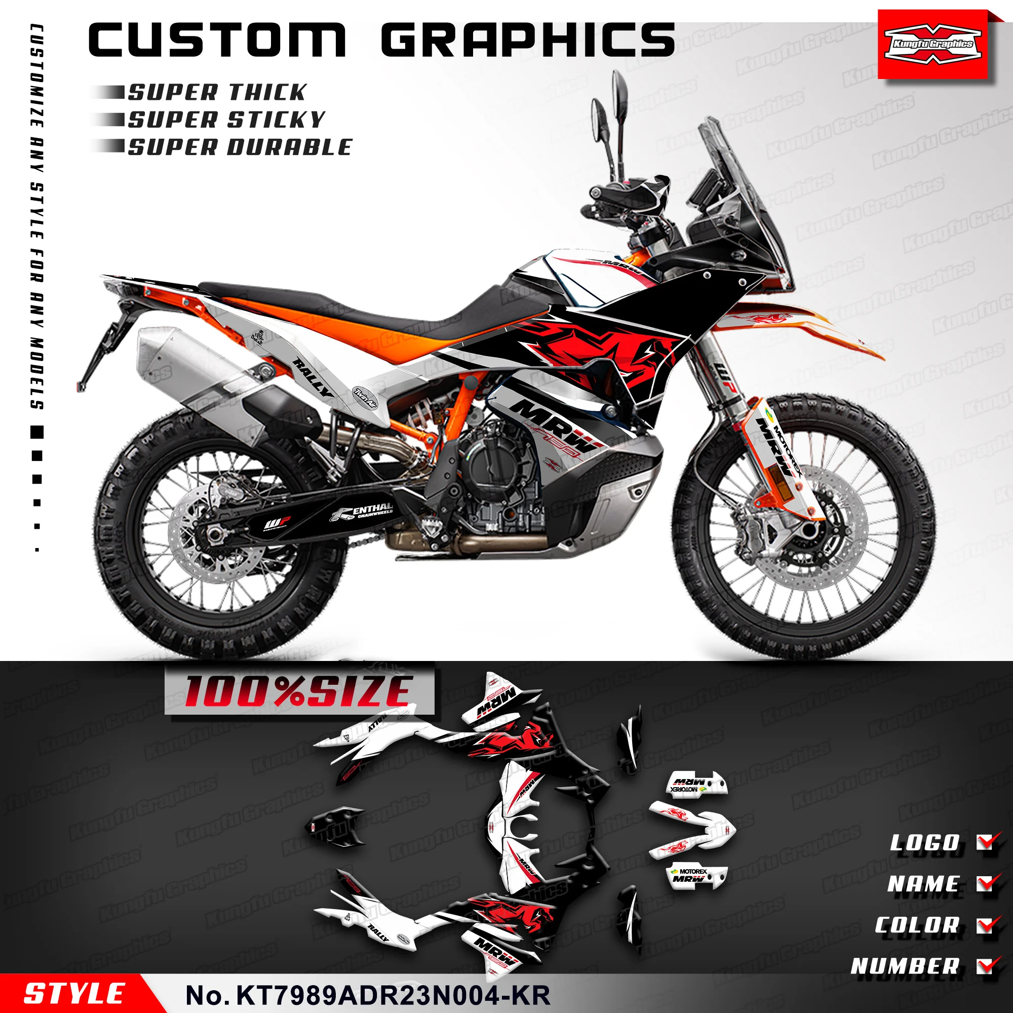 

KUNGFU GRAPHICS Adhesive Sticker Vinyl Wrap for KTM 790 / 890 Adventure ADV R 2023 2024, KT7989ADR23N004-KR