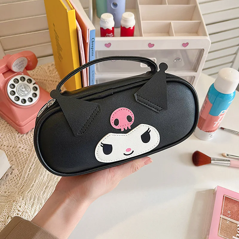 Borse per il trucco da donna Sanrio Kuromi Melody Kawaii Pu Articoli da toeletta Organizzatore cosmetico Borsa con cerniera Borsa da viaggio Borsa