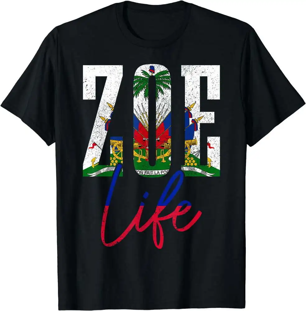 

Haiti Flag Zoe Haitian Life Pride Vintage Haiti T-Shirt For Men Clothing Women Tees Unisex Summer Short Sleeve