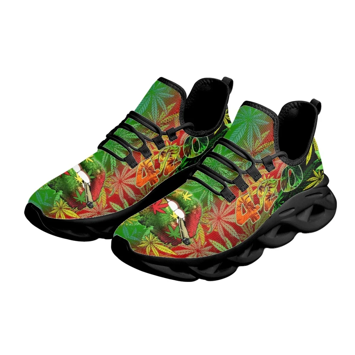 INSTANTARTS Women's Comfort Sneakers Weed Leaves Print Sexy Lips Design Outdoor Sport Shoes Lightweight Walking Footwear Zapatos