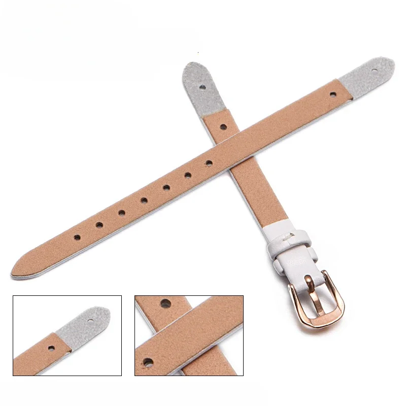 Correa de cuero genuino con herramienta para reloj de piel de vaca para mujer, interfaz en forma de U, Es4119, Es4000, negro, marrón, 8mm