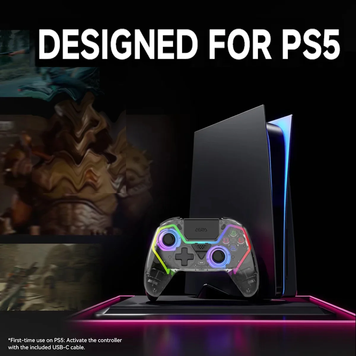 Прозрачный геймпад для PS5/PC/iOS/Android/Steam, беспроводной контроллер, игровой контроллер с программированием Turbo Dual Sense Vibrat