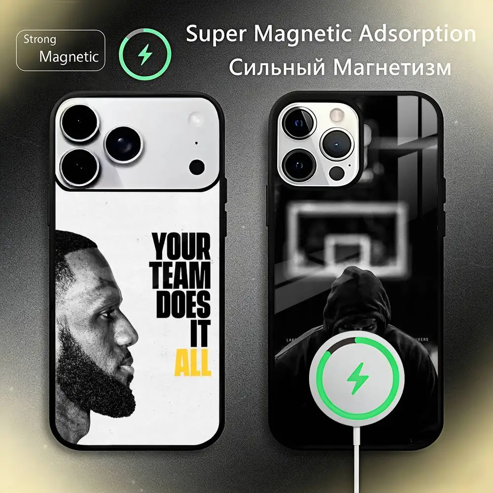 

Basketball L-Lebron J-James 23 Phone Case For IPhone17 16 15 14 13 12 11 Plus Pro Max Plus Wireless Charger Cover Funda