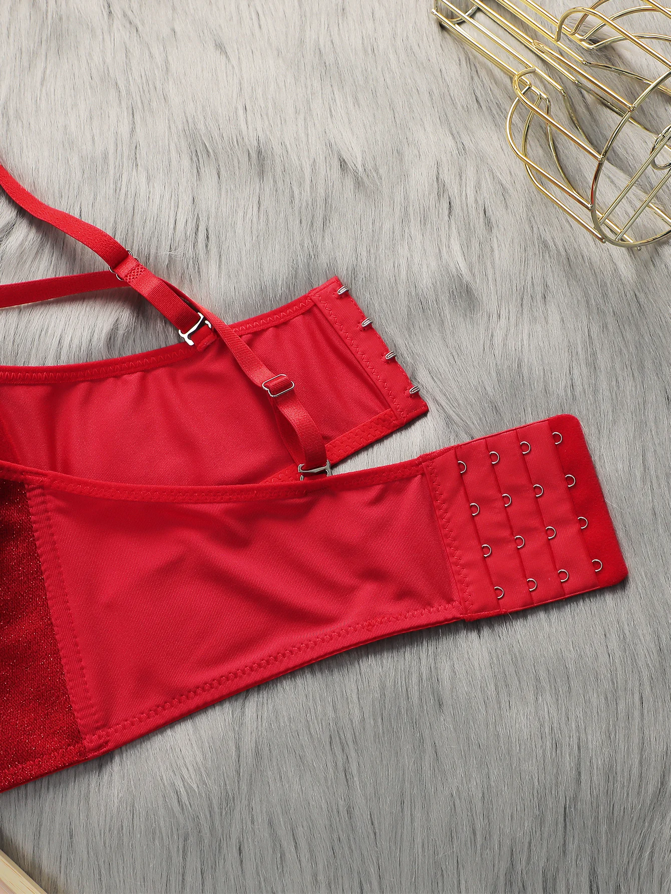 Women\'s 3/4 cup New Year bra red festive hot sexy lingerie Push Up Set Women Sexy L2538